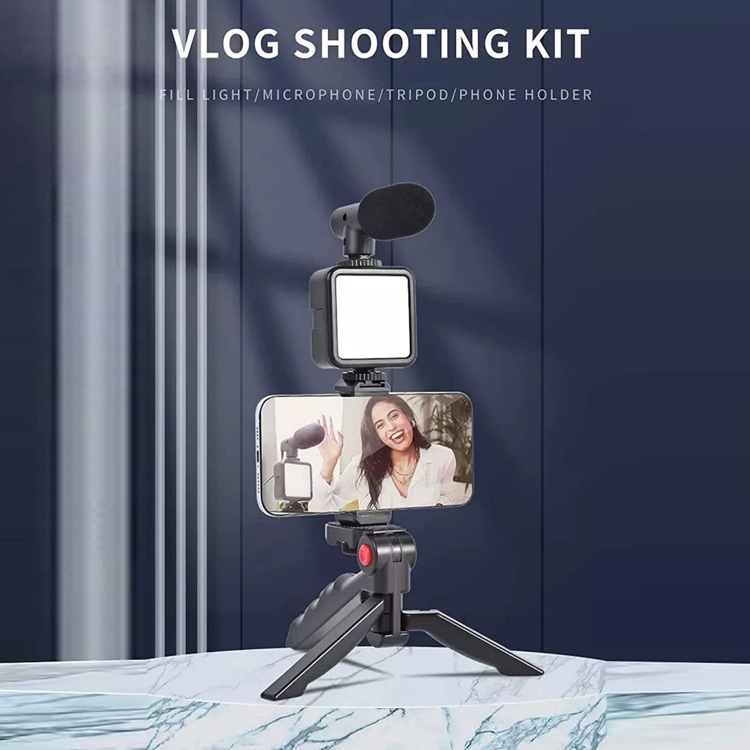 6054 Vlogging Kit for Video Making with Mic Mini Tripod Stand, LED Light & Phone Holder Clip for Making Videos DeoDap 6054 Vlogging Kit for Video Making with Mic Mini Tripod Stand, LED Light & Phone Holder Clip for Making Videos DeoDap